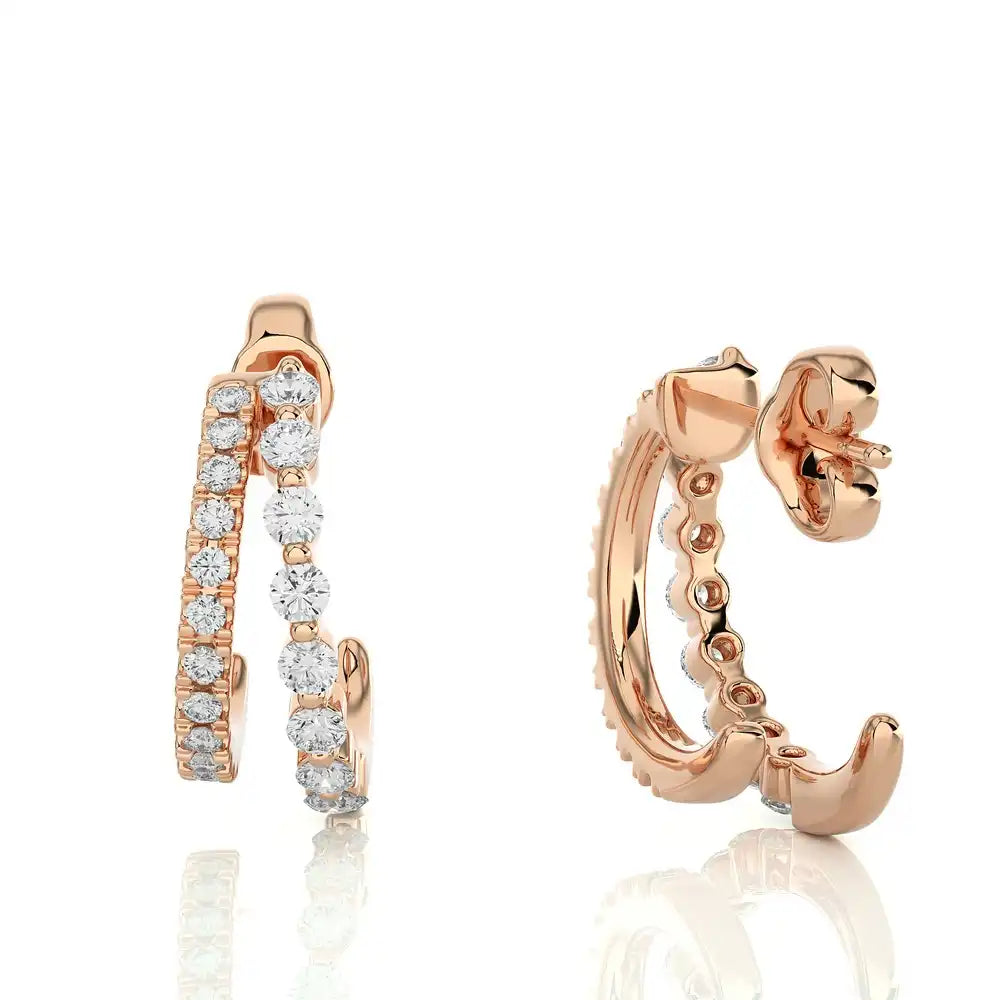 3/8 CTW Diamond Dazzling Fashion Double Huggie Earrings
