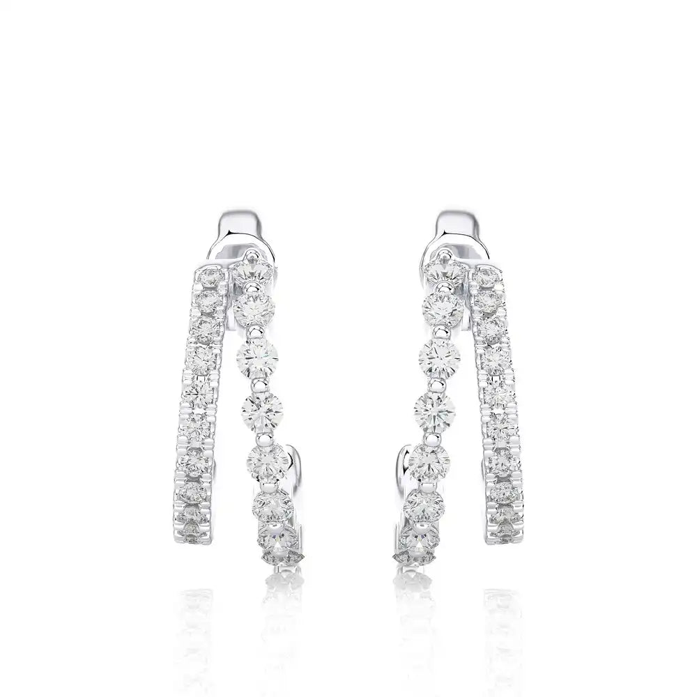 3/8 CTW Diamond Dazzling Fashion Double Huggie Earrings