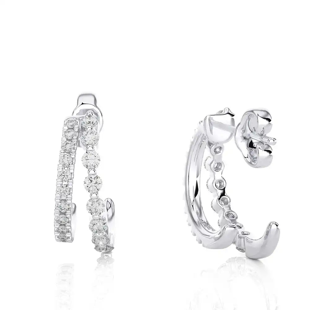 3/8 CTW Diamond Dazzling Fashion Double Huggie Earrings