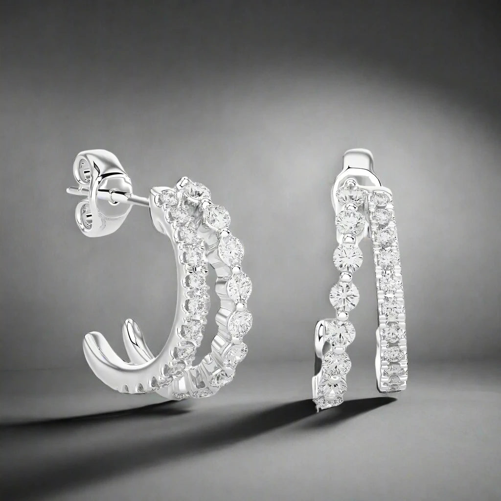 3/8 CTW Diamond Dazzling Fashion Double Huggie Earrings