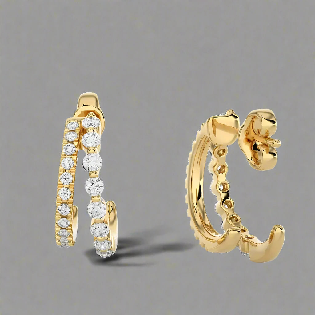 3/8 CTW Diamond Dazzling Fashion Double Huggie Earrings