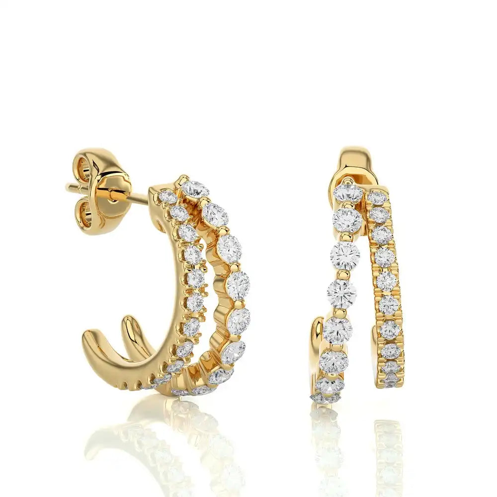 3/8 CTW Diamond Dazzling Fashion Double Huggie Earrings