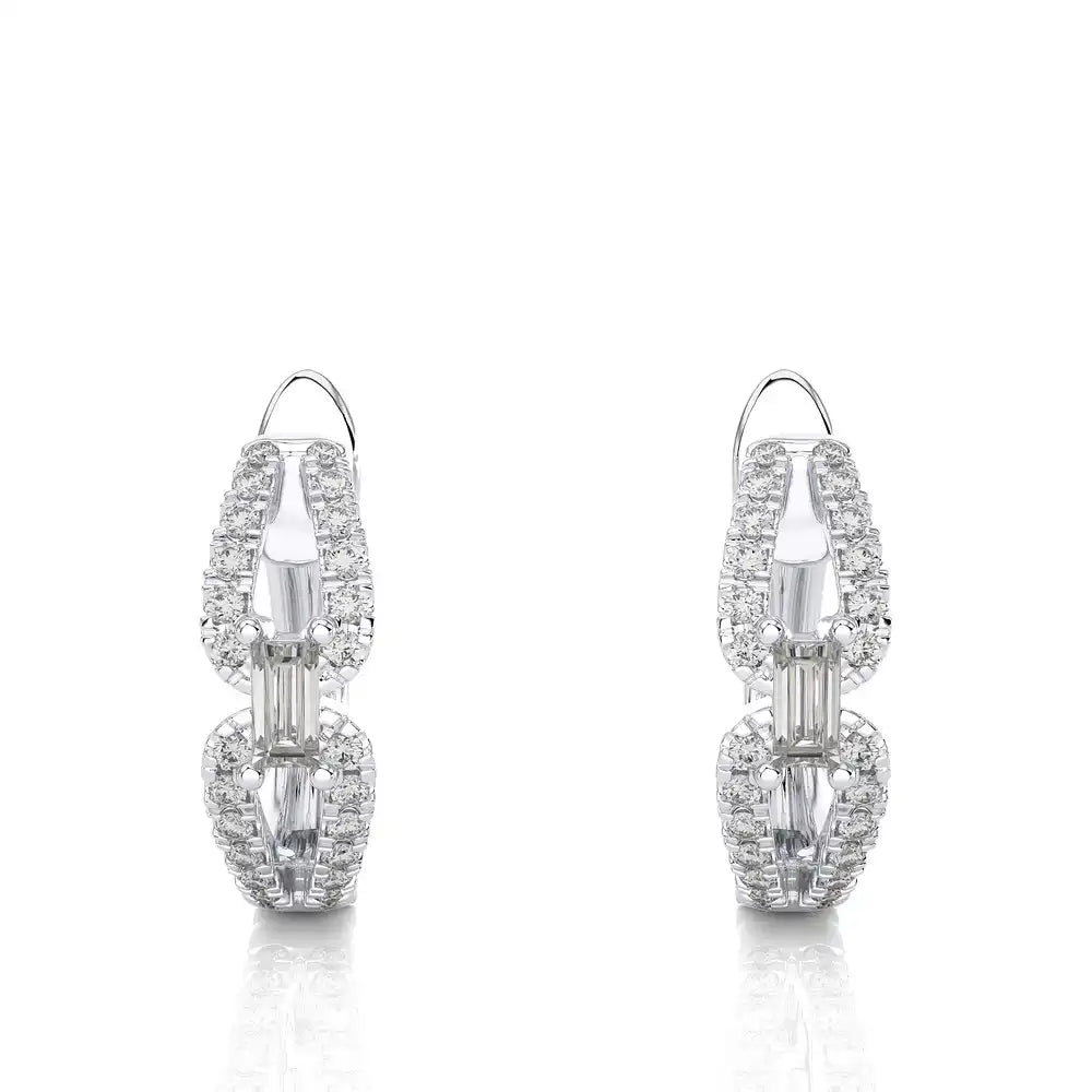 3/8 CTW Diamond Baguette Classic Huggie Earrings
