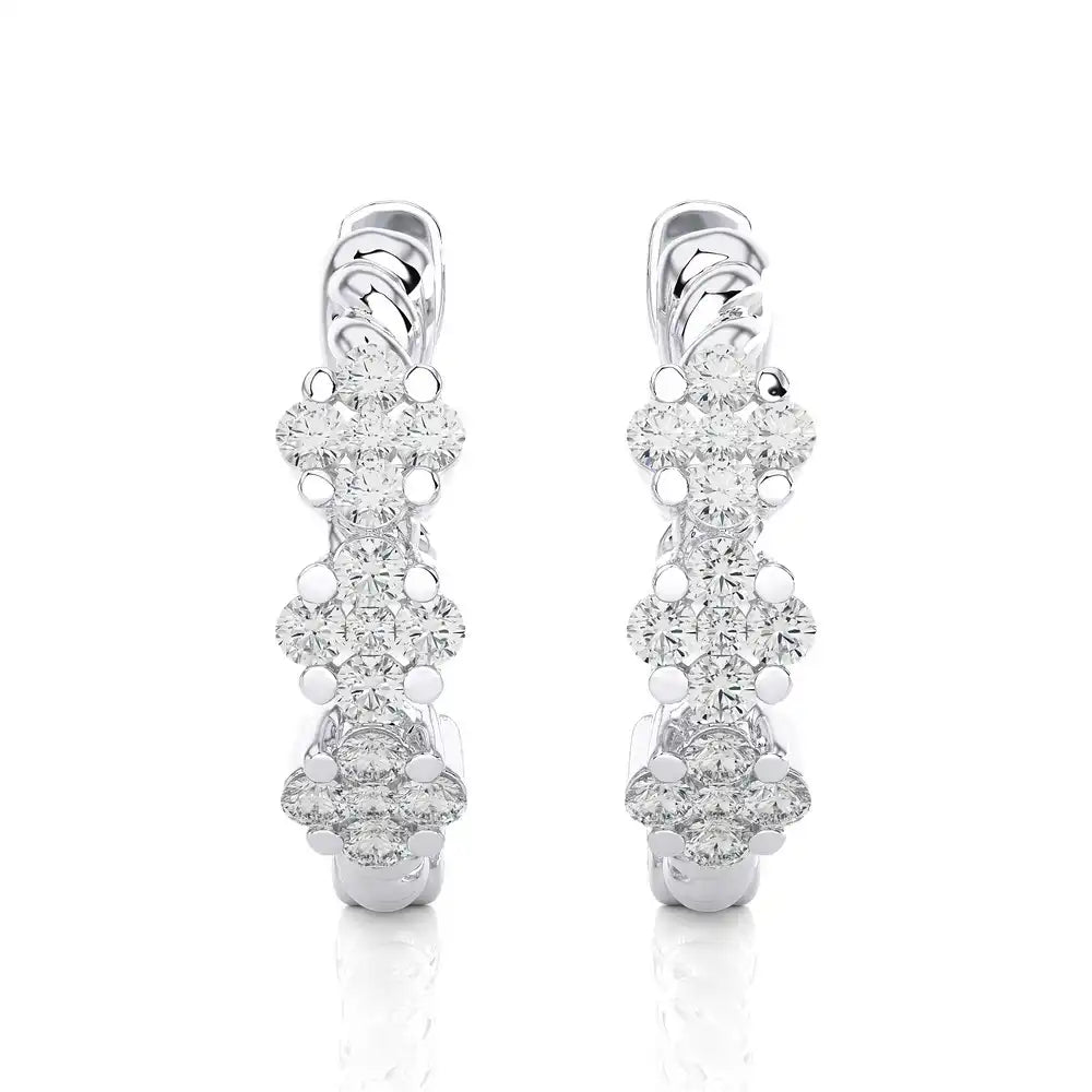 1/5 CTW 3 Mini Flower Cluster Huggies Earrings