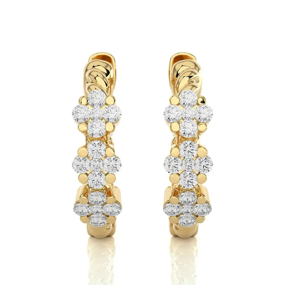 1/5 CTW 3 Mini Flower Cluster Huggies Earrings