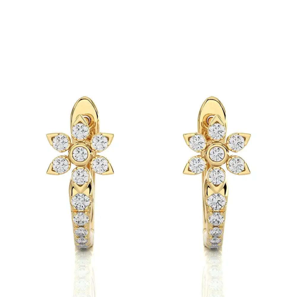 1/3 CTW Diamond Flower Huggies Earrings