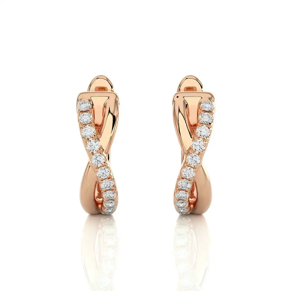 1/6 CTW Diamond Elegant Gold Infinity Huggies Earrings