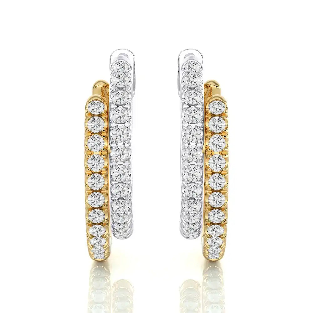 3/8 CTW 2-Tone Timeless Huggie Earrings