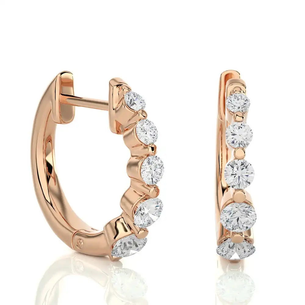 3/8 CTW Graduating Round Diamond Huggie Earring