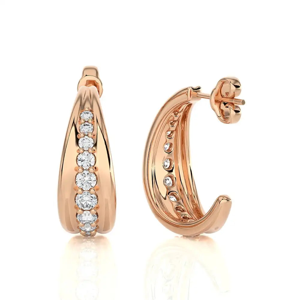 1/5 CTW Brilliant Round Cut Diamond Half-Hoop Earrings