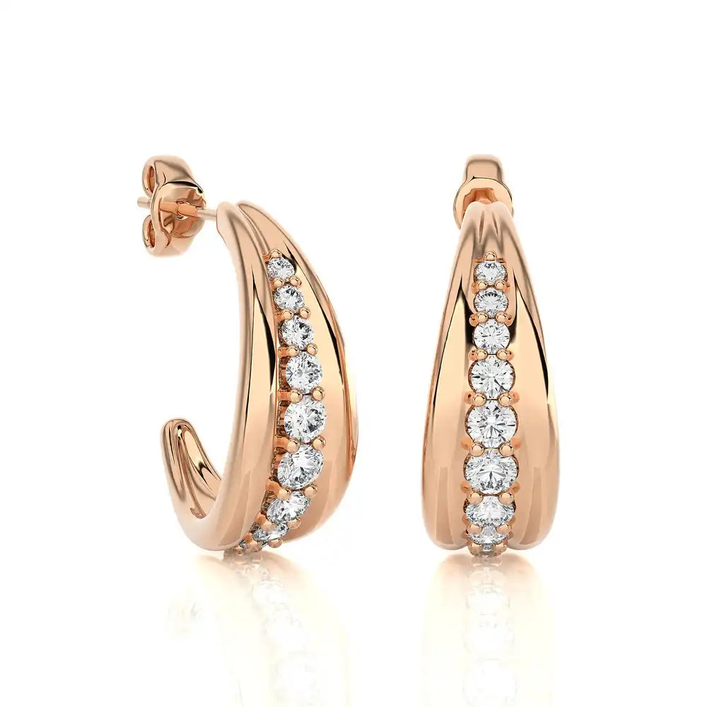 1/5 CTW Brilliant Round Cut Diamond Half-Hoop Earrings