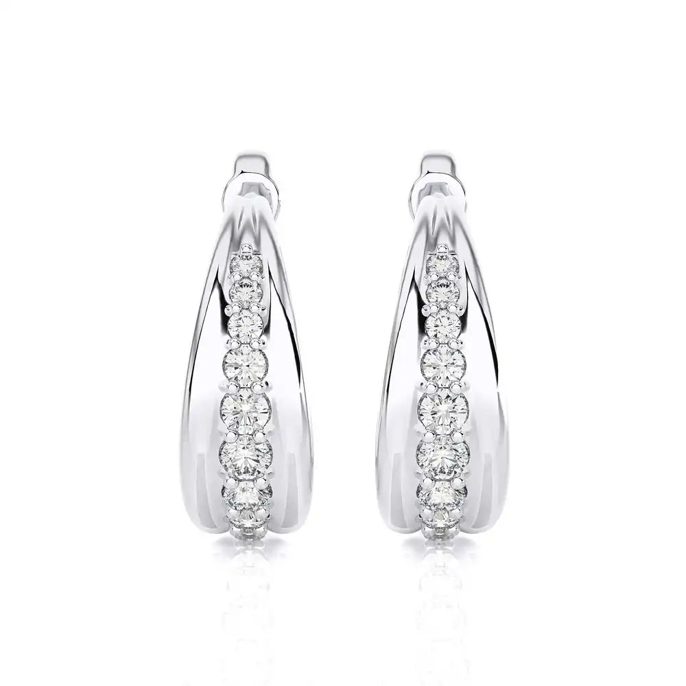 1/5 CTW Brilliant Round Cut Diamond Half-Hoop Earrings