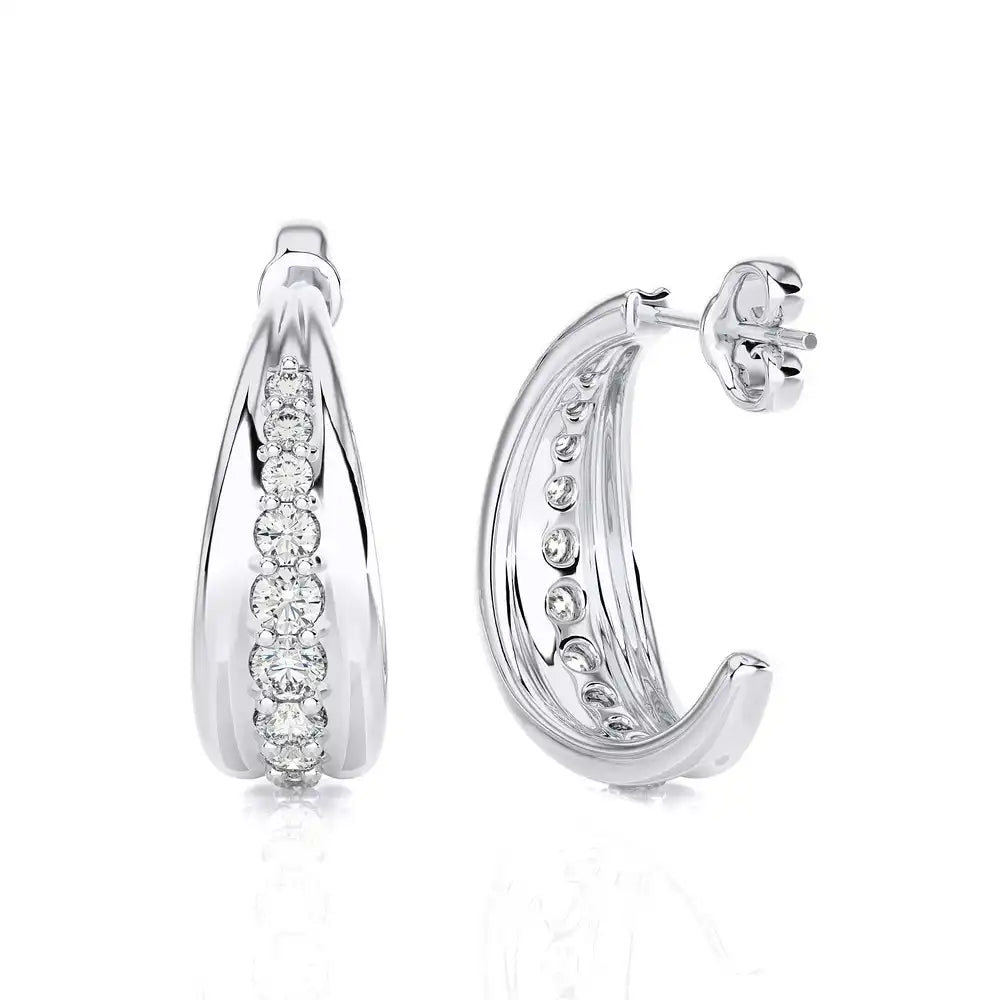 1/5 CTW Brilliant Round Cut Diamond Half-Hoop Earrings