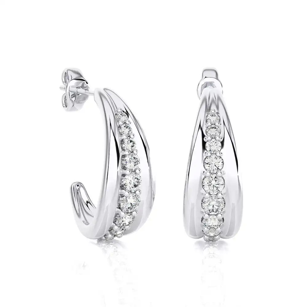 1/5 CTW Brilliant Round Cut Diamond Half-Hoop Earrings