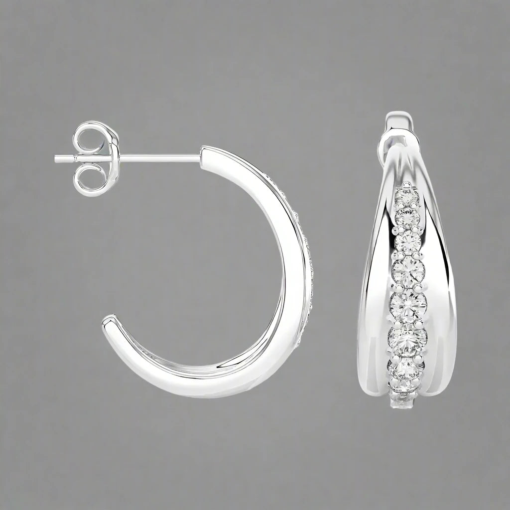 1/5 CTW Brilliant Round Cut Diamond Half-Hoop Earrings