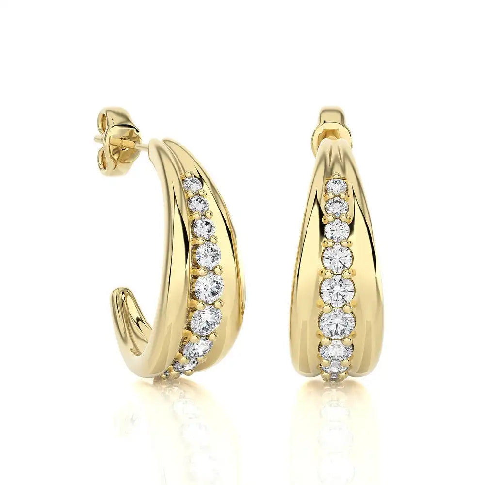 1/5 CTW Brilliant Round Cut Diamond Half-Hoop Earrings
