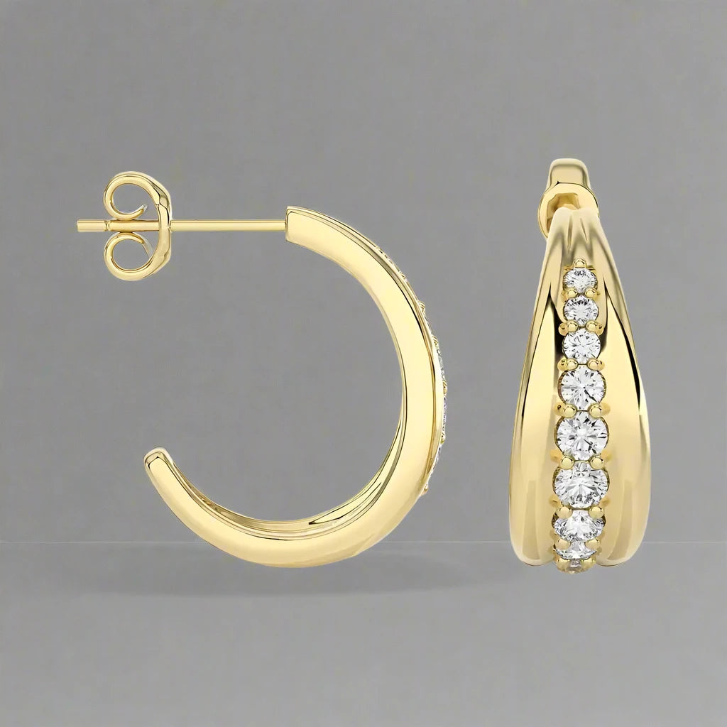 1/5 CTW Brilliant Round Cut Diamond Half-Hoop Earrings