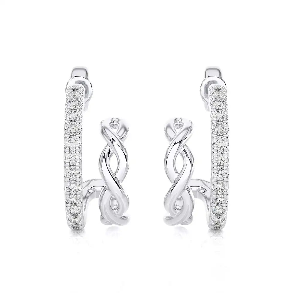 1/3 CTW Double Huggie Trendy Earrings