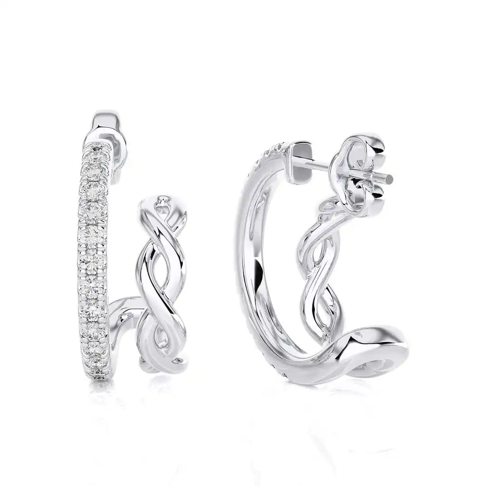 1/3 CTW Double Huggie Trendy Earrings