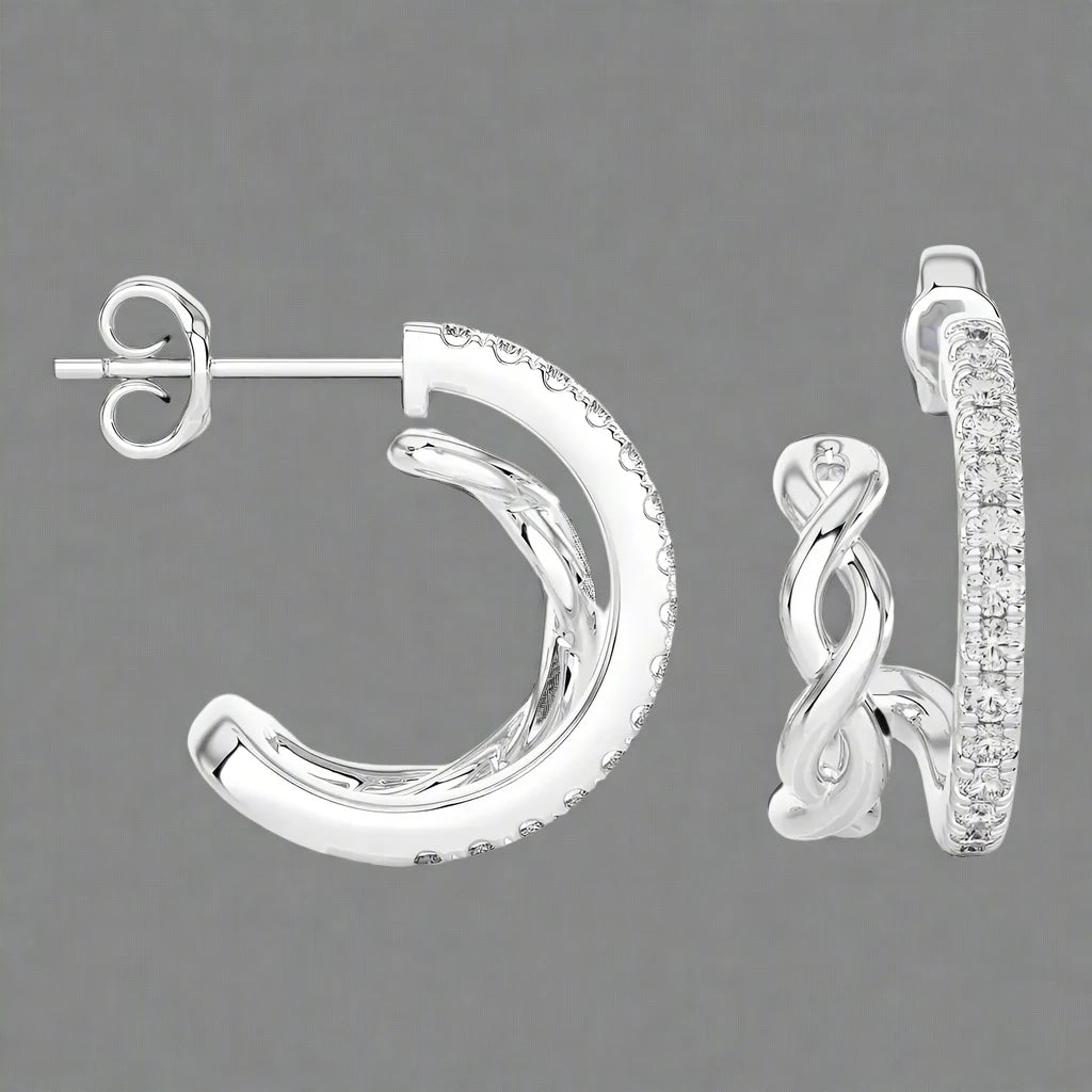 1/3 CTW Double Huggie Trendy Earrings