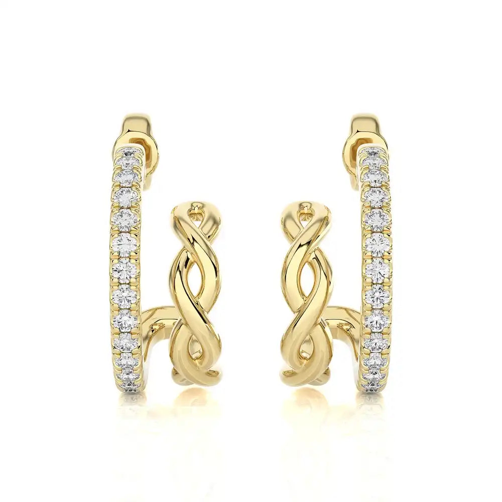 1/3 CTW Double Huggie Trendy Earrings