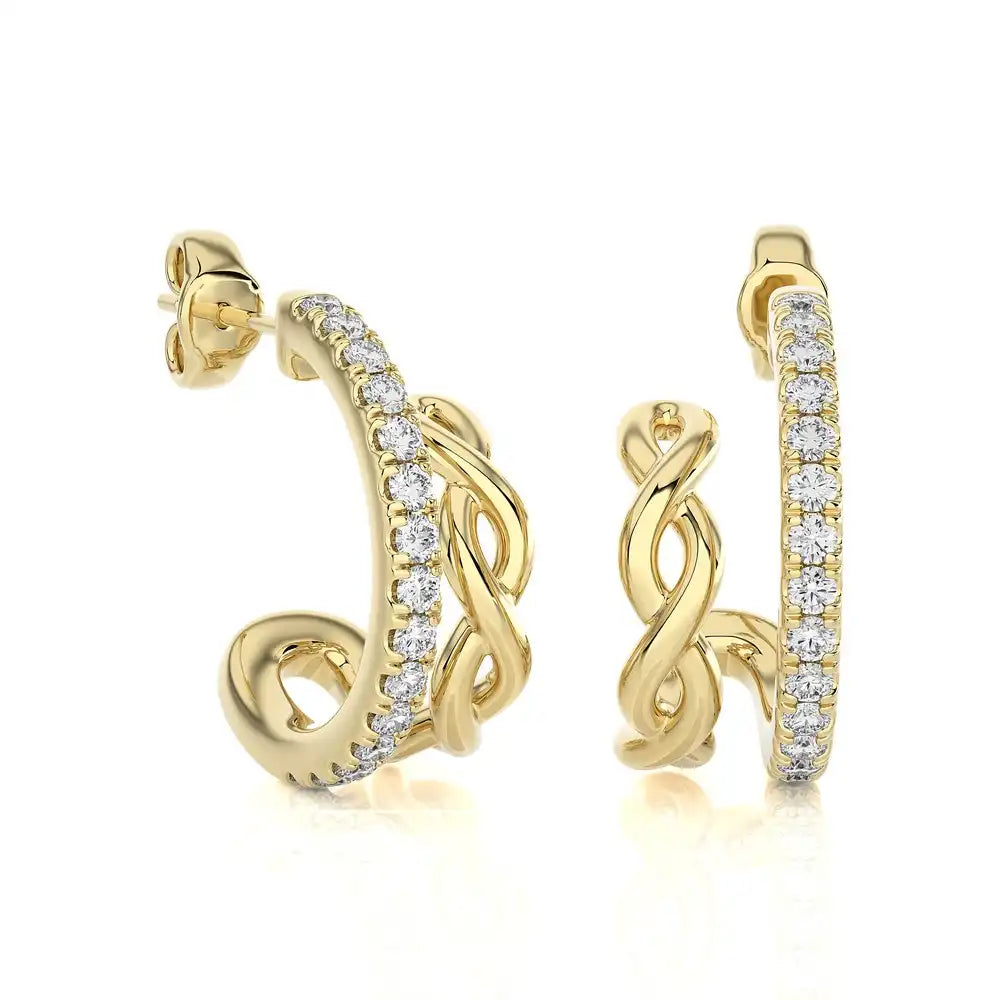 1/3 CTW Double Huggie Trendy Earrings