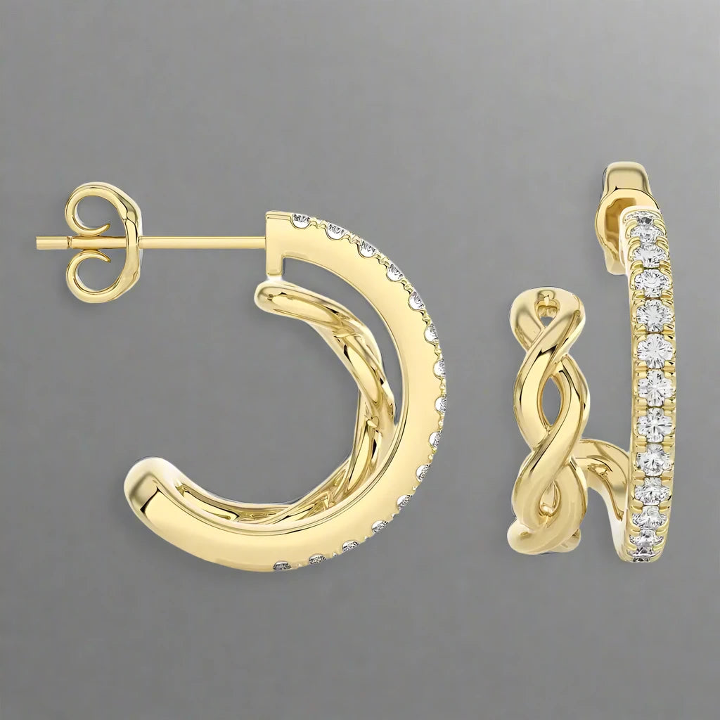1/3 CTW Double Huggie Trendy Earrings