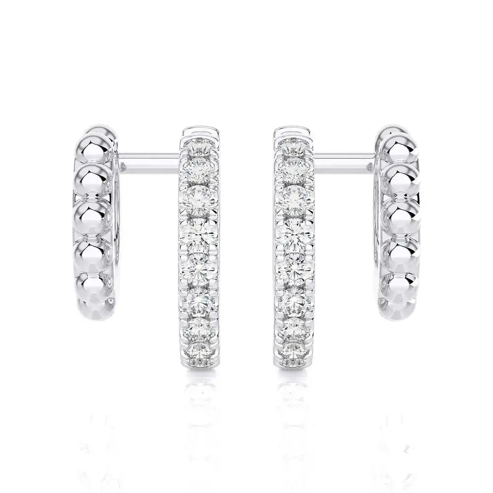 3/8 CTW Pave Diamond Double Huggie Earring.