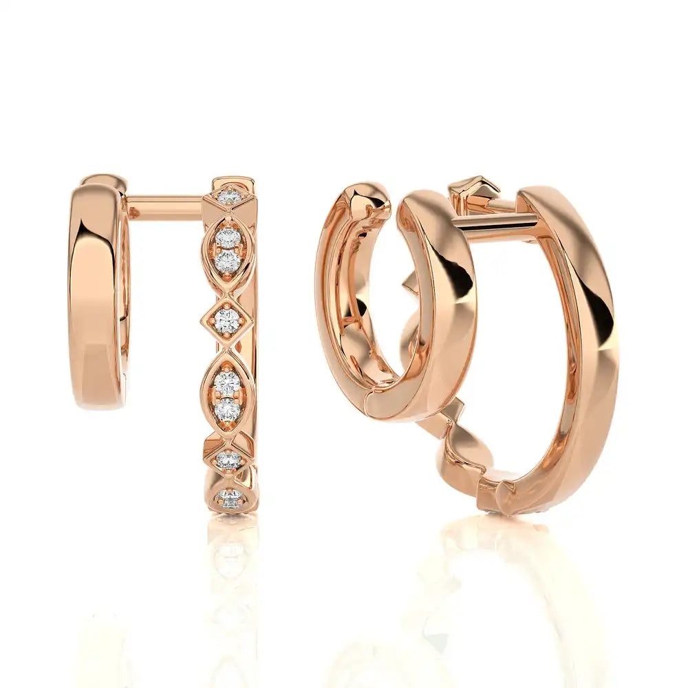 1/10 CTW Double Huggie Style Trendy Earring