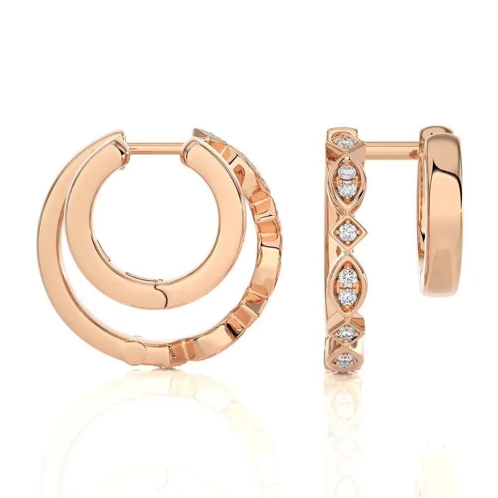 1/10 CTW Double Huggie Style Trendy Earring