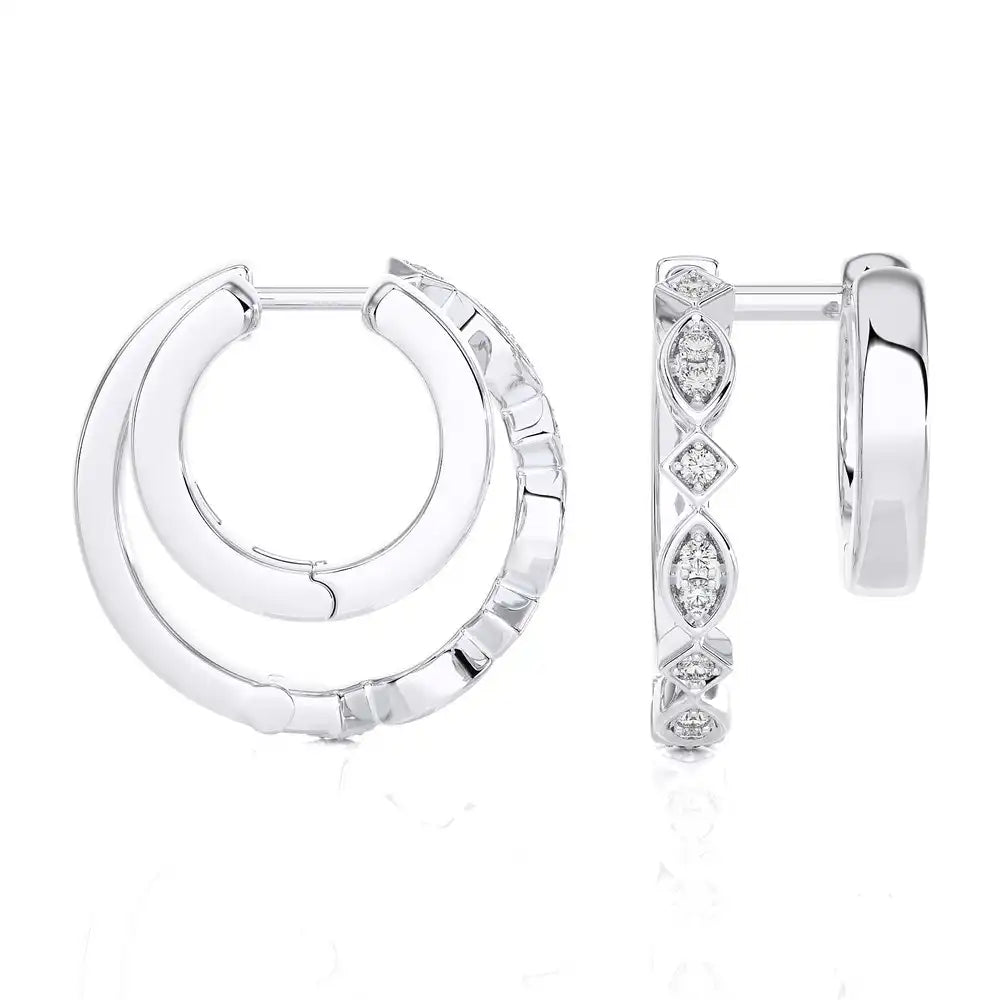 1/10 CTW Double Huggie Style Trendy Earring