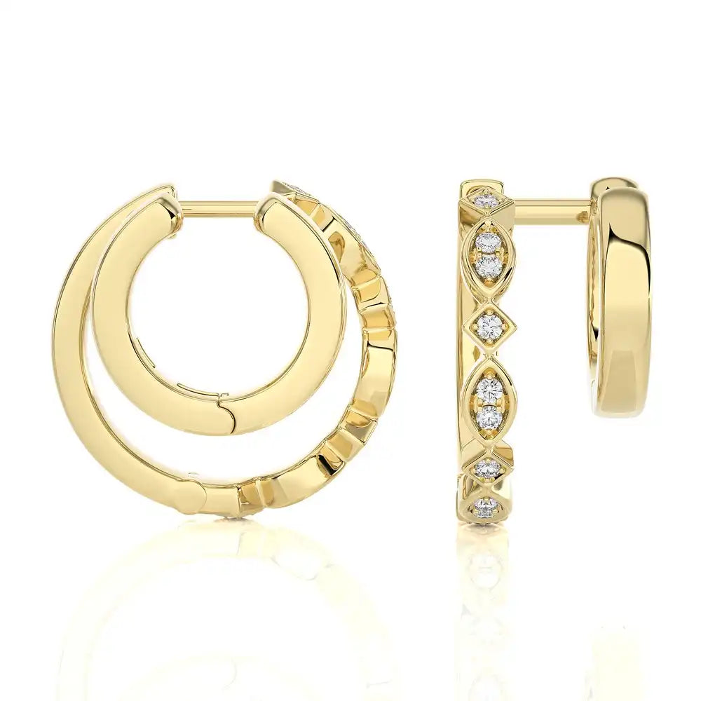 1/10 CTW Double Huggie Style Trendy Earring