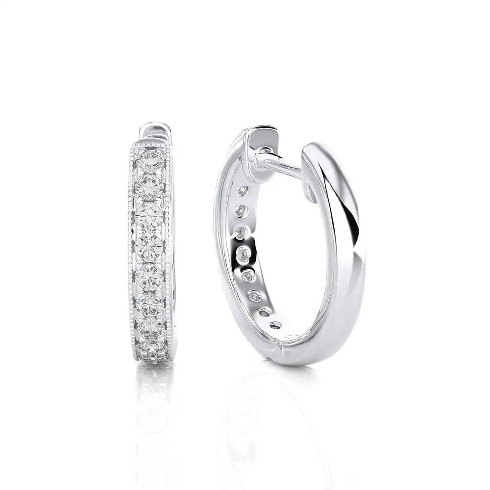 1/3 CTW Pave Set Classic Huggie Earrings