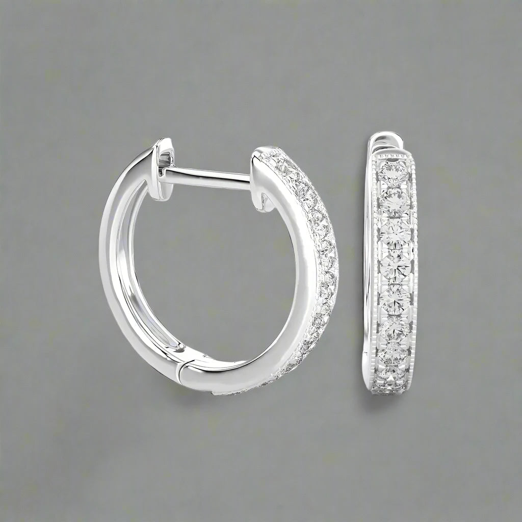 1/3 CTW Pave Set Classic Huggie Earrings