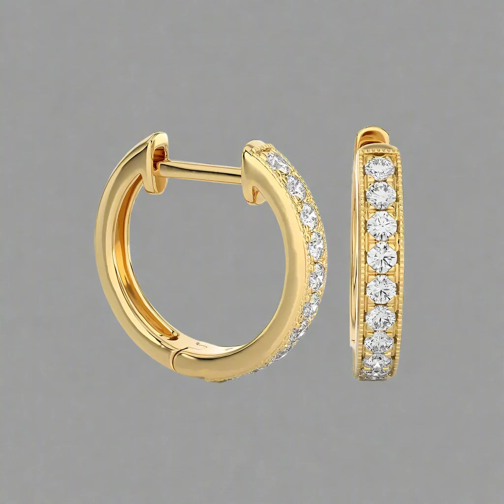1/3 CTW Pave Set Classic Huggie Earrings