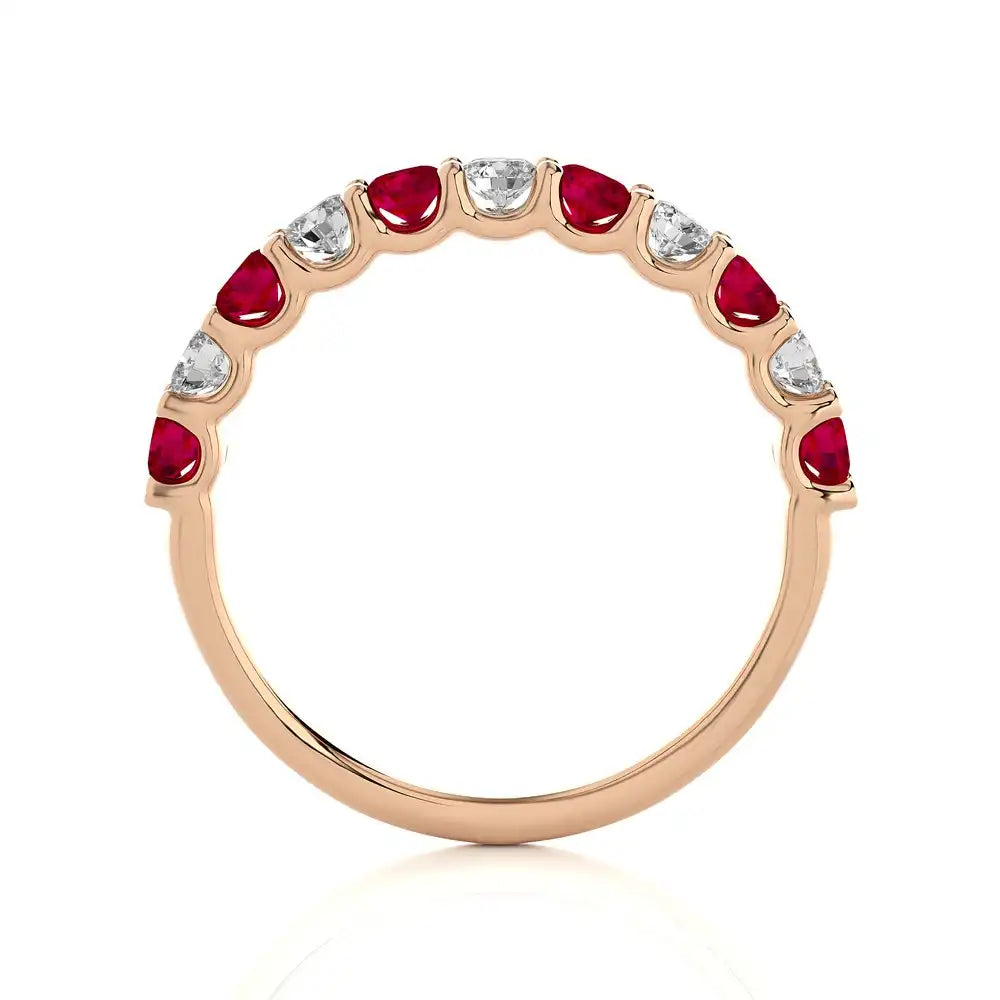 1/2 CTW Diamond and Ruby Half Eternity Band Ring