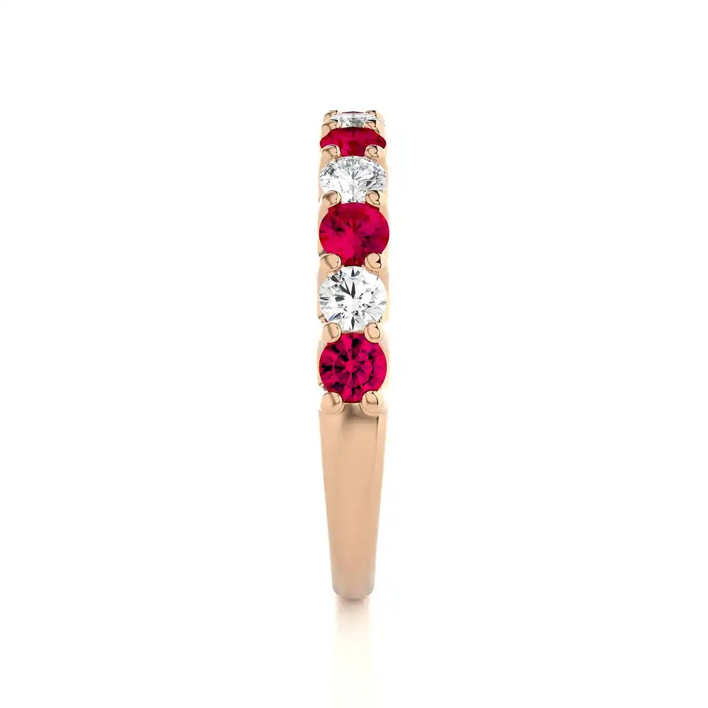 1/2 CTW Diamond and Ruby Half Eternity Band Ring