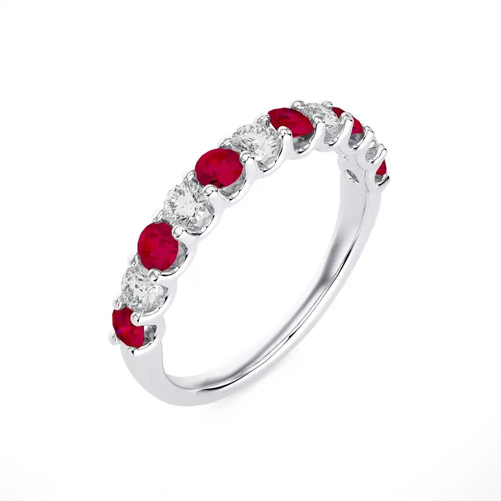 1/2 CTW Diamond and Ruby Half Eternity Band Ring