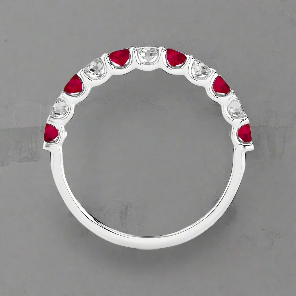 1/2 CTW Diamond and Ruby Half Eternity Band Ring