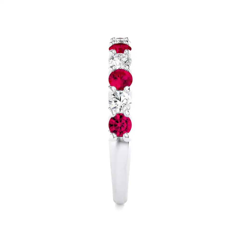 1/2 CTW Diamond and Ruby Half Eternity Band Ring