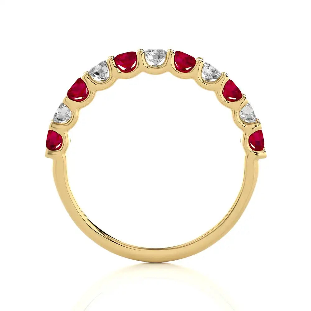 1/2 CTW Diamond and Ruby Half Eternity Band Ring