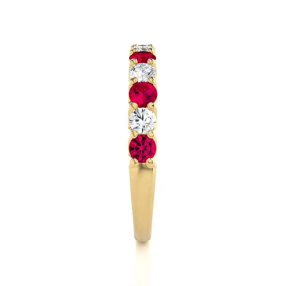 1/2 CTW Diamond and Ruby Half Eternity Band Ring