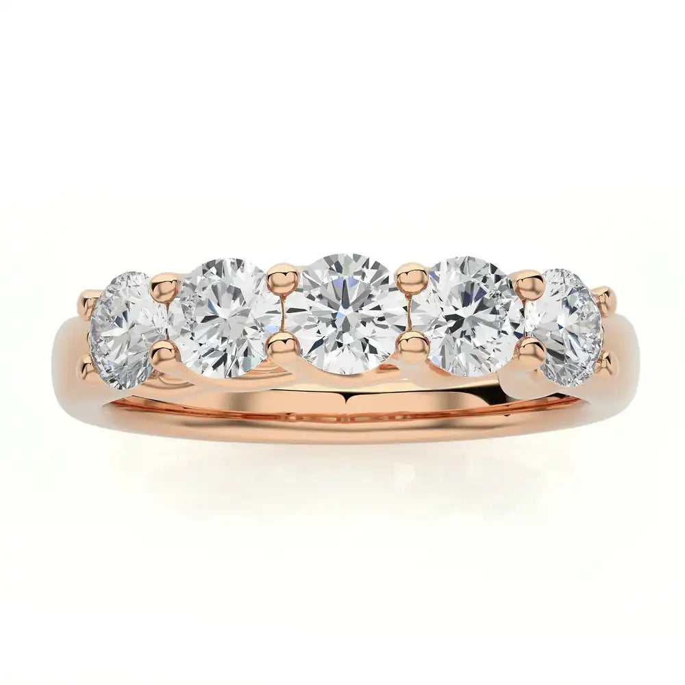 1 CTW 5-Stone Round Diamond Stackable Wedding Band Ring