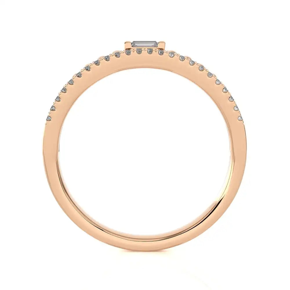 1/6 CTW Gold Ring with Beaded and Accent of Baguette