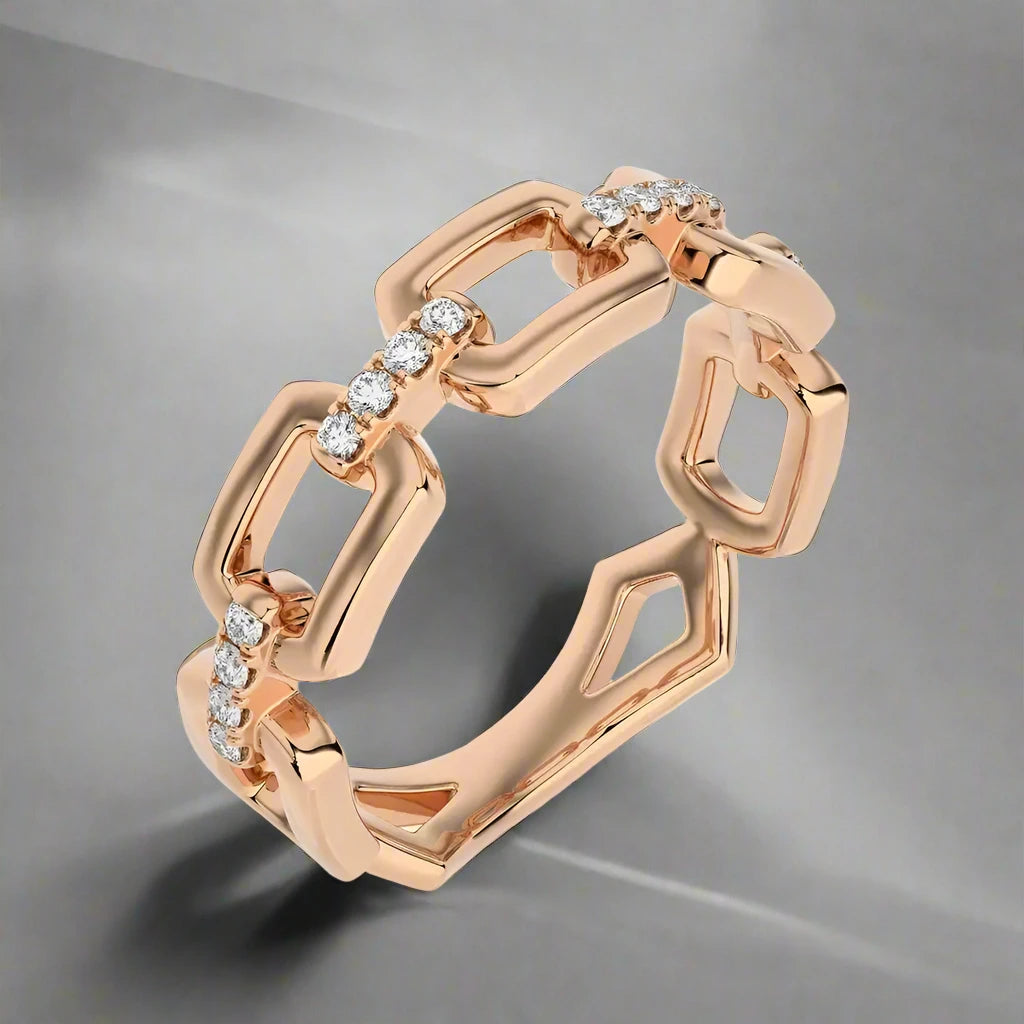 1/8 CTW Pave Diamonds Link Ring