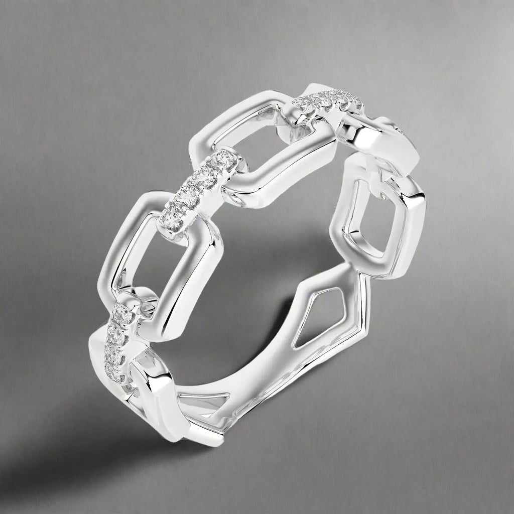 1/8 CTW Pave Diamonds Link Ring