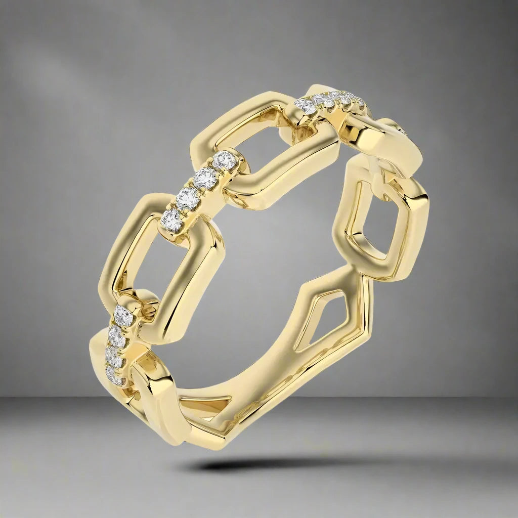 1/8 CTW Pave Diamonds Link Ring