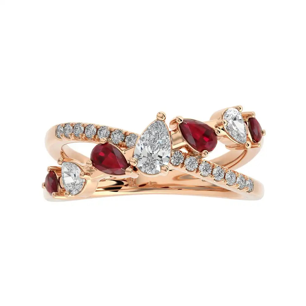 3/4 CTW Fancy Diamonds Multi Shape Criss Cross Ring