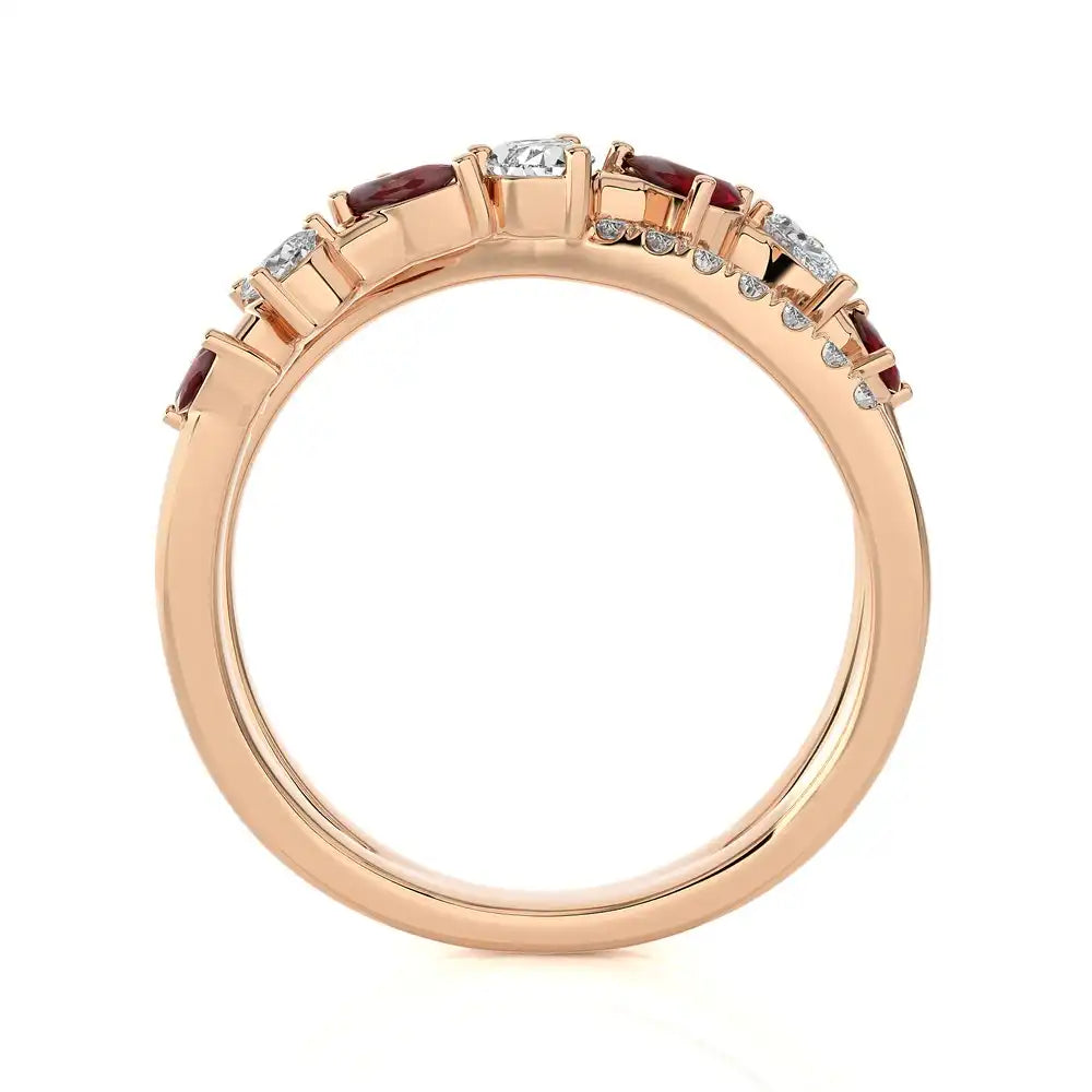 3/4 CTW Fancy Diamonds Multi Shape Criss Cross Ring