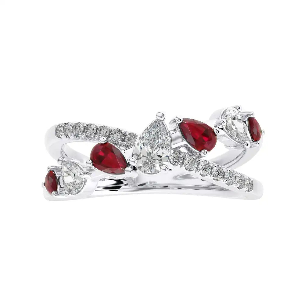 3/4 CTW Fancy Diamonds Multi Shape Criss Cross Ring